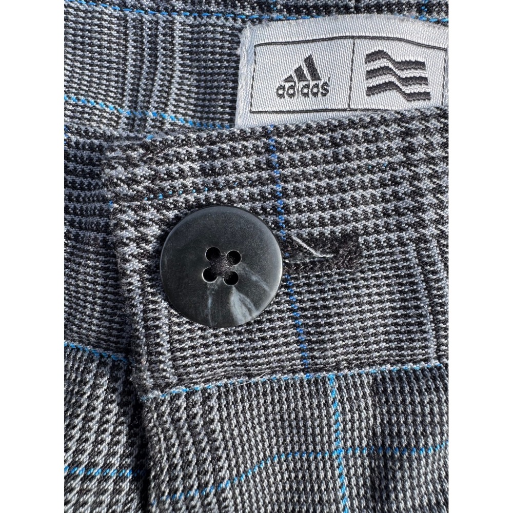 Adidas Mens Grey Glen Plaid Golf Pants 34x30 Blue Check Straight Leg Trousers - Picture 2 of 11